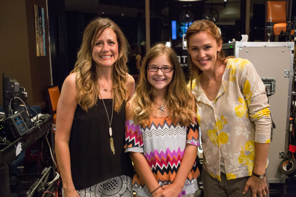 The real Christy & Anna Beam with Jennifer Garner on the set of Columbia Pictures' MIRACLES FROM HEAVEN.